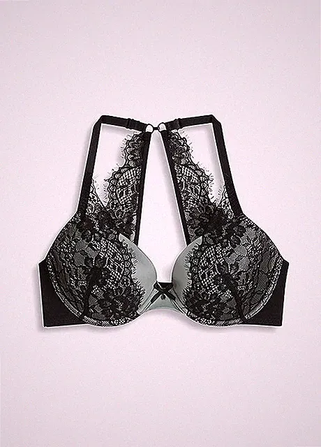 Bügel-BH mit Spitze Gr. 75 Cup D Graugrün Schwarz Damen-Unterwäsche Bra Neu