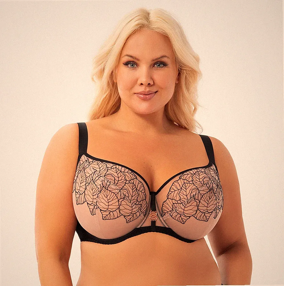 Bügel BH schwarz beige große Größen breite Träger starker Halt Gorsenia Dessous