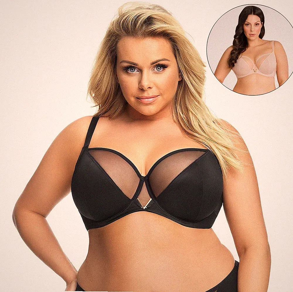 Bügel BH schwarz beige große Größen starker Halt breite Träger Gorsenia Dessous