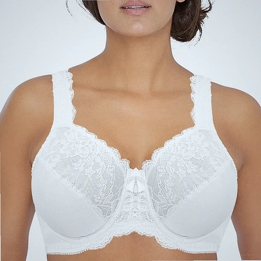 Bügel BH weiß grau soft große Cup Größen Übergröße Damen Dessous Unterwäsche