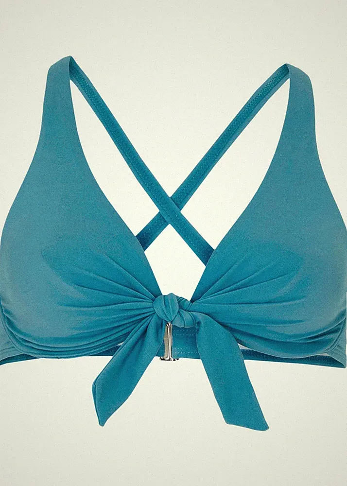 Bügel Bikini Oberteil aus recyceltem Polyamid Gr. 75 Cup D Graublau Bade-BH Neu