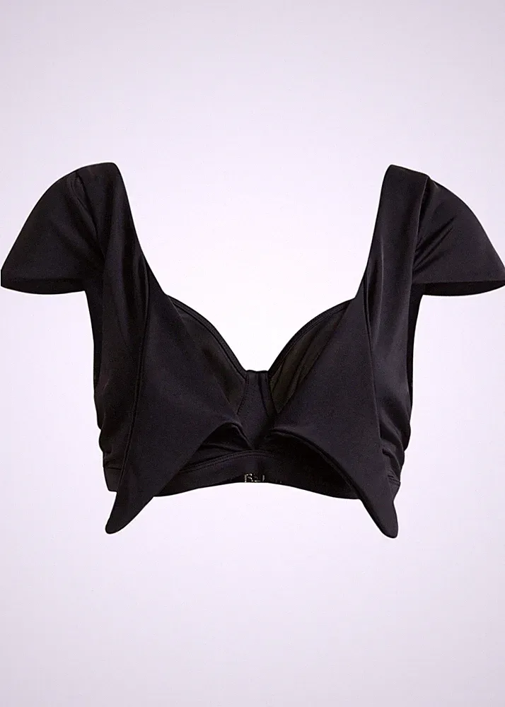 Bügel Bikini Oberteil aus recyceltem Polyamid Gr. 80 Cup D Schwarz Bade-BH Neu