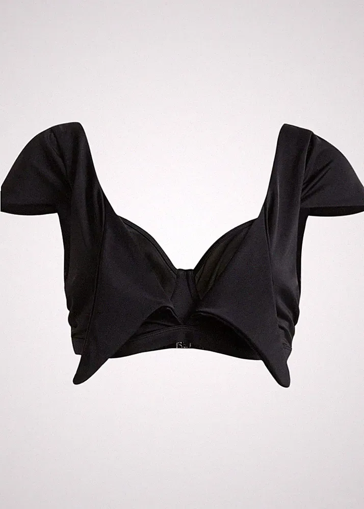 Bügel Bikini Oberteil aus recyceltem Polyamid Gr. 90 Cup D Schwarz Bade-BH Neu
