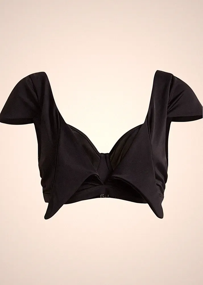 Bügel Bikini Oberteil aus recyceltem Polyamid Gr. 95 Cup D Schwarz Bade-BH Neu
