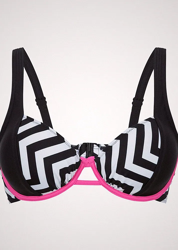 Bügel Bikini Oberteil Gr. 36 (70) C Schwarz Weiß Bademode Schwimm-Bade-BH Neu