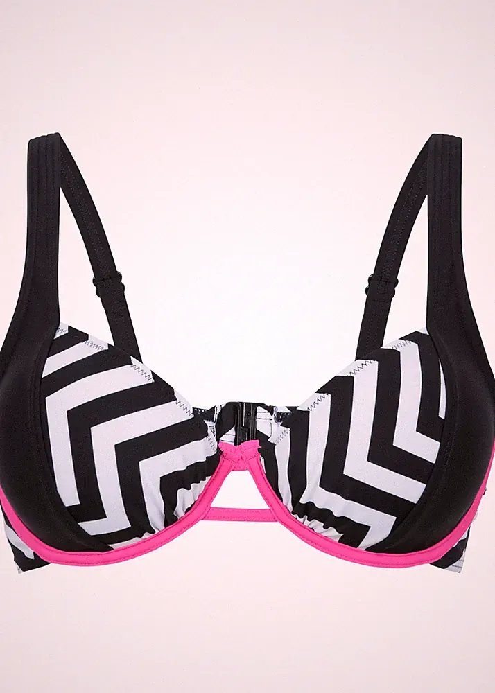 Bügel Bikini Oberteil Gr. 36 (70) C Schwarz Weiß Schwimm-Bade-BH Neu*