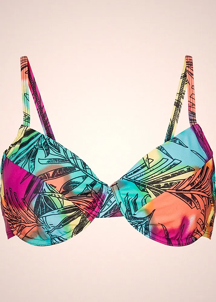 Bügel Bikini Oberteil Gr. 36 Cup 70 B Pink Blau Bademode Schwimm-Bade-BH Neu