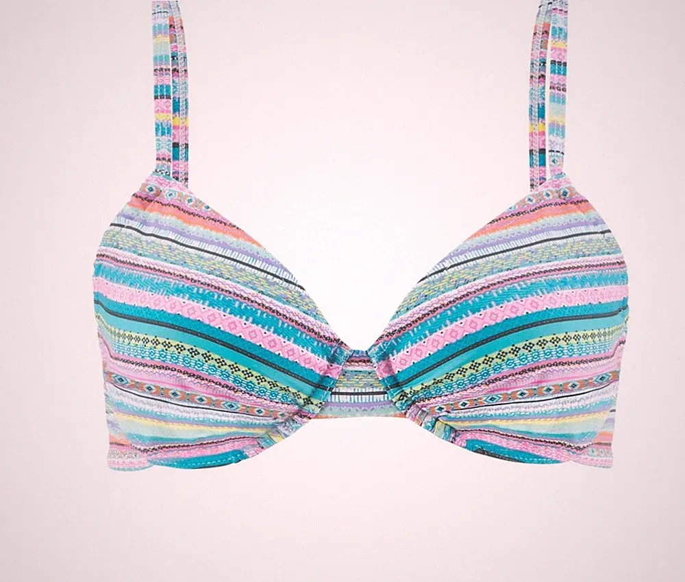 Bügel Bikini Oberteil Gr. 36 Cup 70 B Pink Orange Türkis Schwimm-Bade-BH Neu