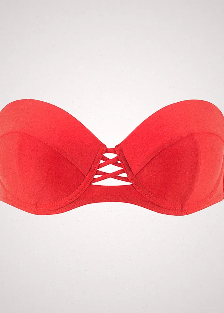Bügel Bikini Oberteil Gr. 36 Cup 70 B Rot Damen Bademode Schwimm-Bade-BH Neu