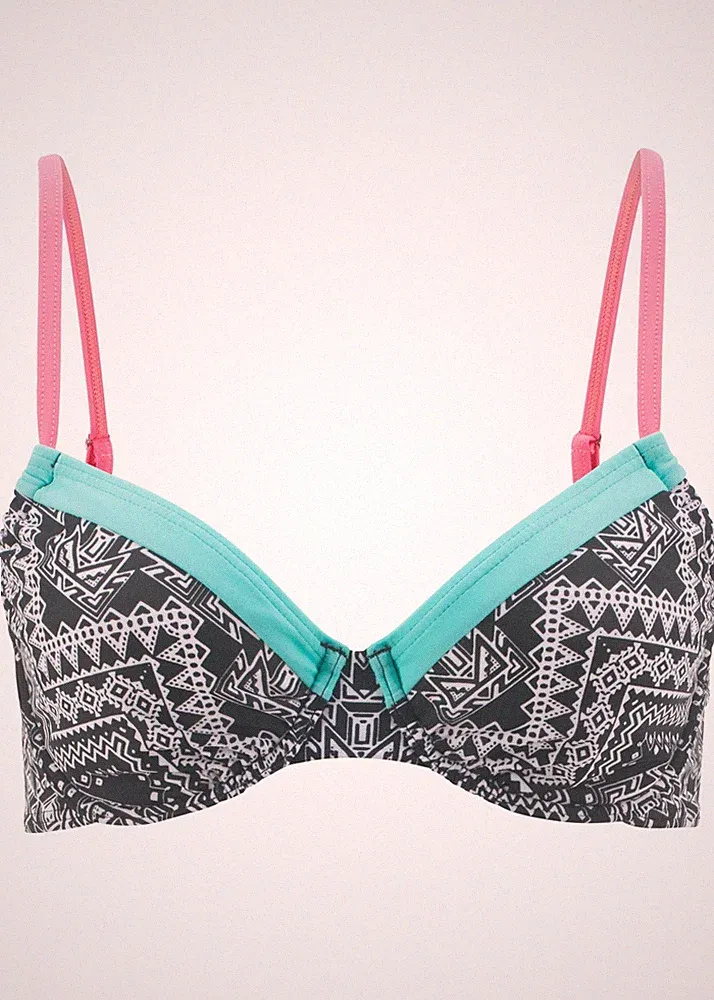 Bügel Bikini Oberteil Gr. 36 Cup 70 C Schwarz Weiß Bademode Schwimm-Bade-BH Neu