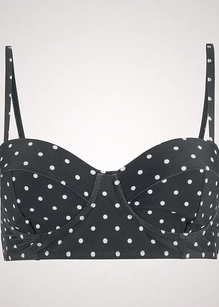Bügel Bikini Oberteil Gr. 38 Cup 75 B Schwarz Weiß Gepunktet Schwimm-Bade-BH Neu
