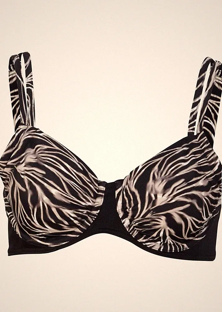 Bügel Bikini Oberteil Gr. 70 Cup B Schwarz Weiss Bademode Schwimm-Bade-BH Neu