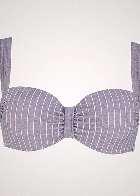 Bügel Bikini Oberteil Gr. (70) D Graumelange Weiss Bademode Schwimm-Bade-BH Neu