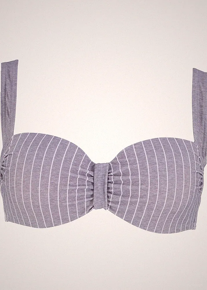 Bügel Bikini Oberteil Gr. (70) D Graumelange Weiss Bikinioberteil Bade-BH Neu*