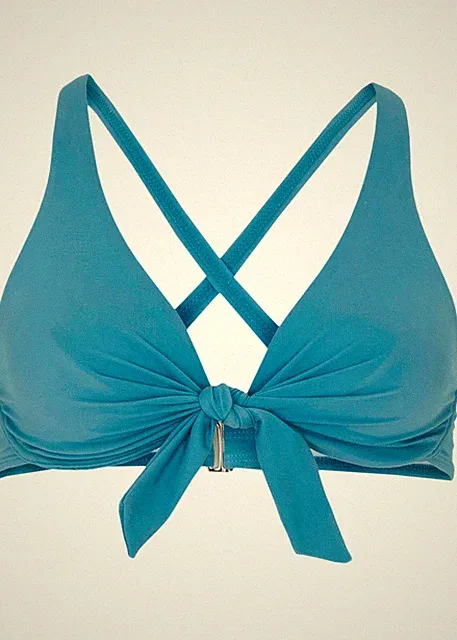 Bügel Bikini Oberteil Gr. (75) B Graublau Damen Bademode Schwimm-Bade-BH Neu