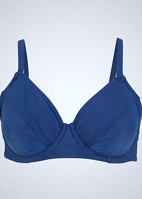 Bügel Bikini Oberteil Gr. 75 Cup B Dunkelblau Damen Bademode Schwimm-Bade-BH Neu