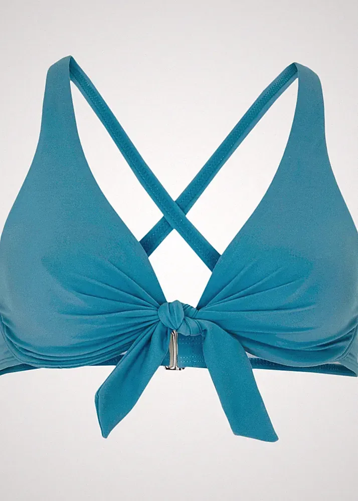 Bügel Bikini Oberteil Gr. 75 Cup D Graublau Damen Bade-BH Schwimm-Bra Neu*