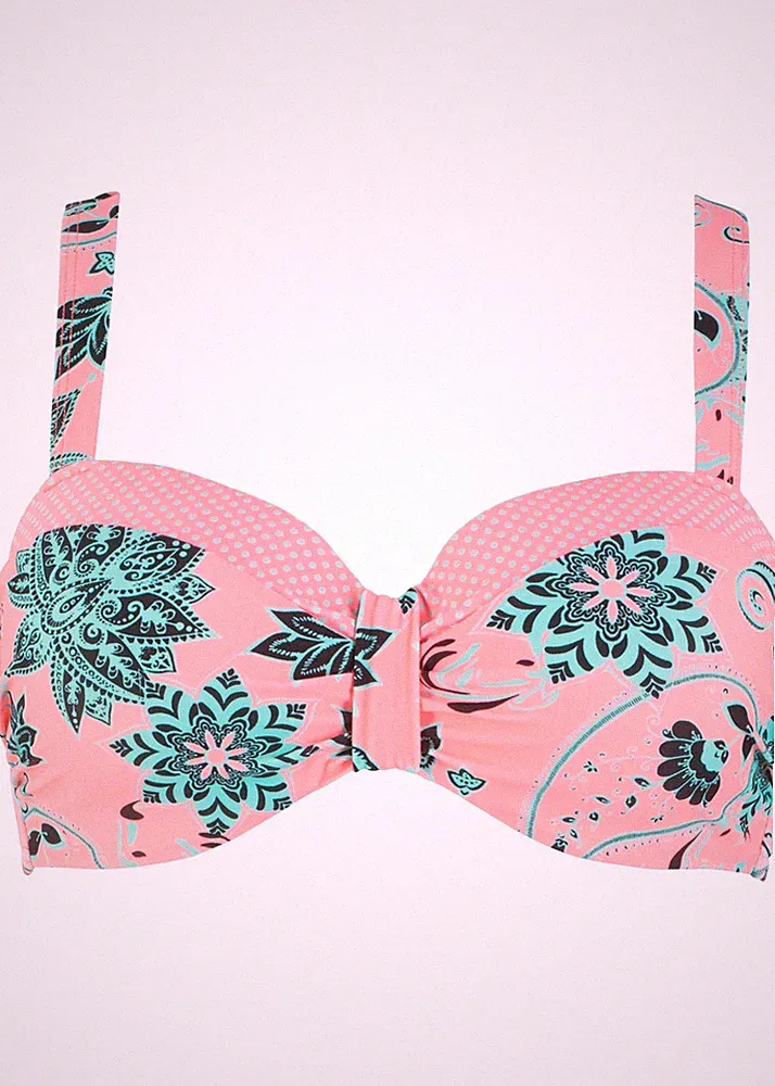 Bügel Bikini Oberteil Gr. 75 Cup D Orange Grün Bademode Schwimm-Bade-BH Neu