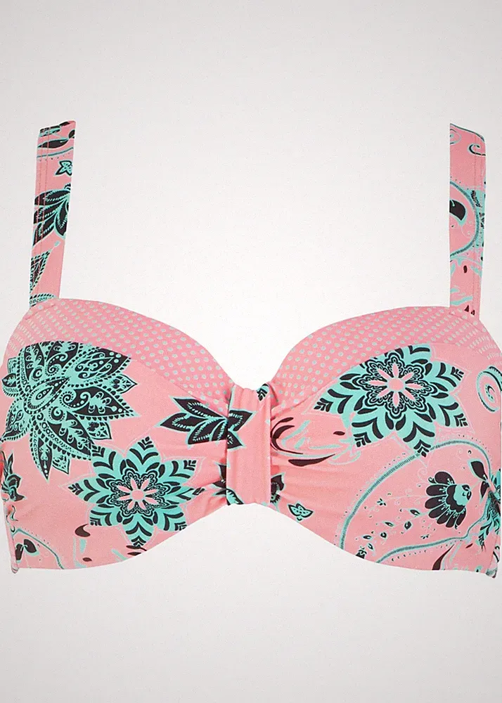 Bügel Bikini-Oberteil Gr. 80 Cup C Orange Grün Balconette-Schwimm-Bade-BH Neu*