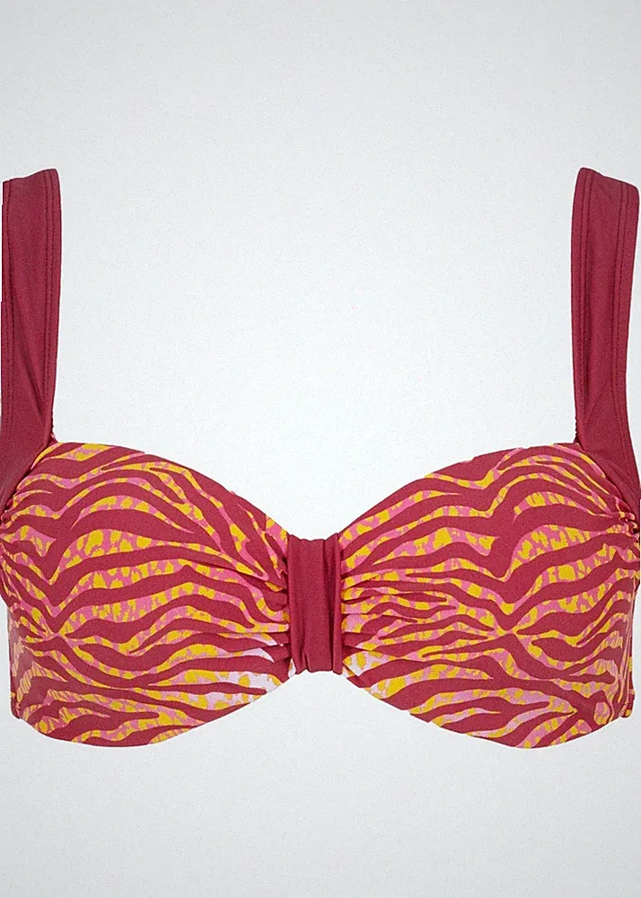 Bügel Bikini Oberteil Gr. (85) C Beere Zebra Damen Bademode Schwimm-Bade-BH Neu*
