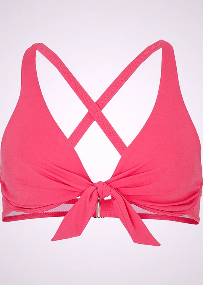 Bügel Bikini Oberteil mit dekorativen Details Gr. (75) B Rosa Damen-Bade-BH Neu*
