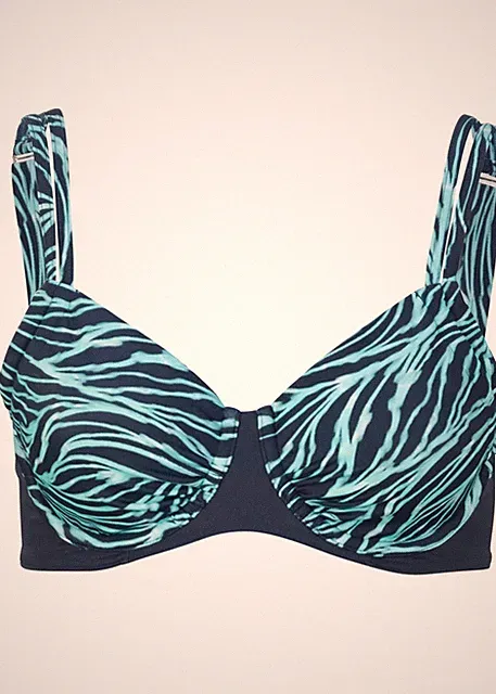 Bügel Bikini Oberteil schnelltrocknend Gr. 70 Cup B Dunkelblau Bade-BH Neu