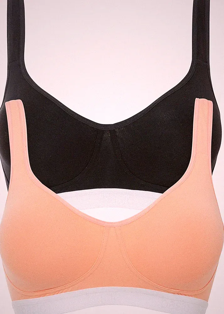 Bügelloser BH (2 Stück) Gr. 80 Cup:C Schwarz melba Damen BH Unterhemd Neu*