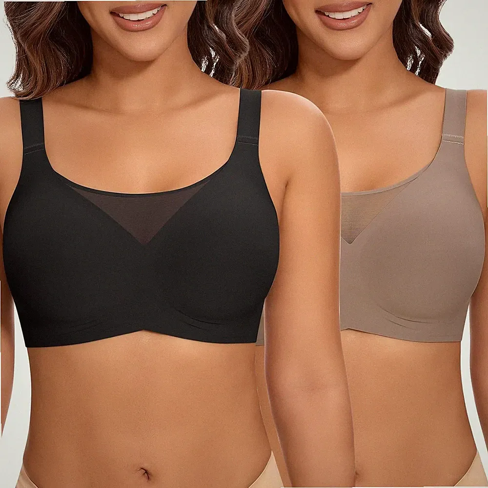 Bügelloser BH Damen Nahtlos Gepolstert Große Brüste Schwarz 1 Stück T-Shirt Bra