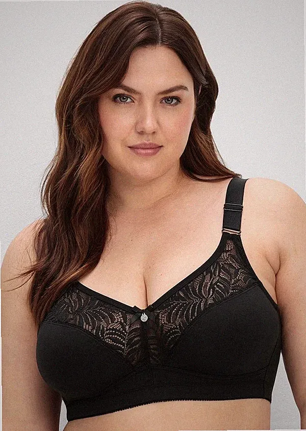 Bügelloser-BH schwarz 115F Damen sheego Spitze wattierten Cups UVP:39,99€ 6.1029