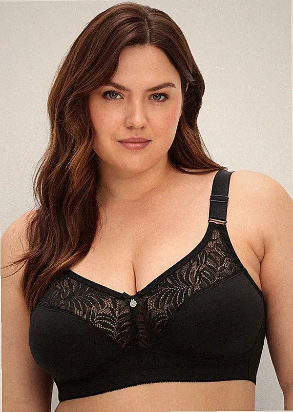 Bügelloser-BH schwarz 85F Damen sheego Spitze wattierten Cups UVP:39,99€ 6.1078