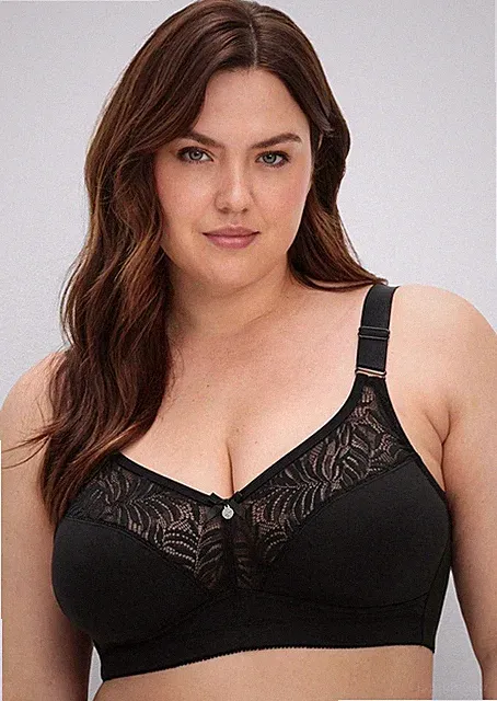 Bügelloser-BH schwarz 90F Damen sheego Spitze wattierten Cups UVP:39,99€ 6.1036