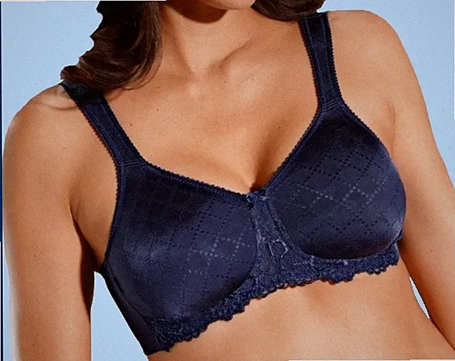Bügelloser MARKEN-BH nachtblau ~ blau JACQUARD-DESSIN 80 Cup C NEU