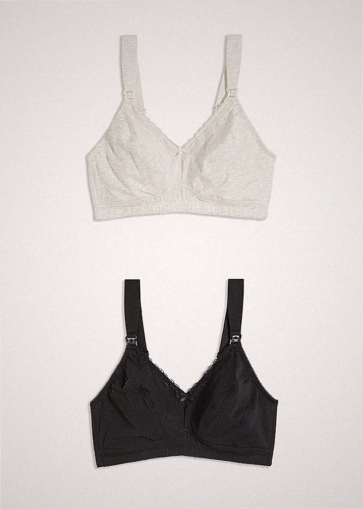 Bügelloser Still-BH Gr. (100) G Schwarz Grau Damen-Bra Oberteil Neu*