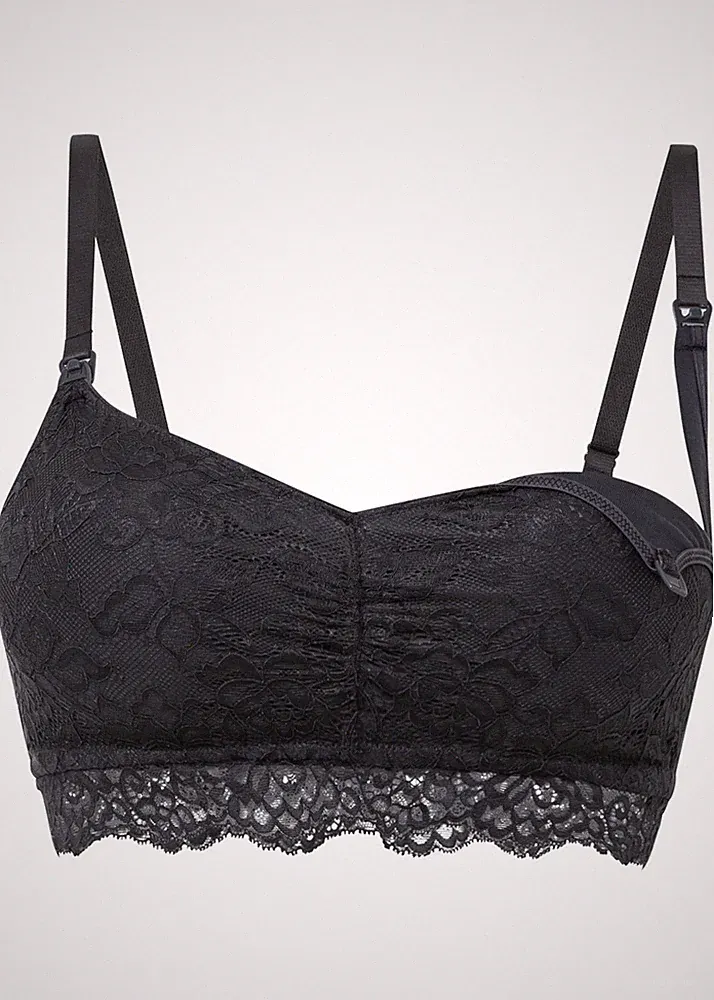 Bügelloser Still-BH Gr. 36 Nachtblau Damen Unterwasche Oberteil Spitze BH Neu*
