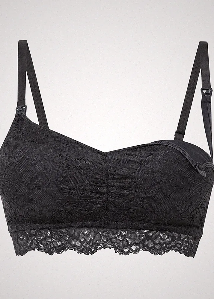 Bügelloser Still-BH Gr. 38 Nachtblau Damen Unterwasche Oberteil Spitze BH Neu*