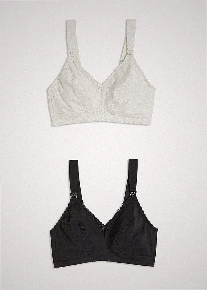 Bügelloser Still-BH Gr. (95) G Schwarz Grau Damen-Bra Oberteil Neu*