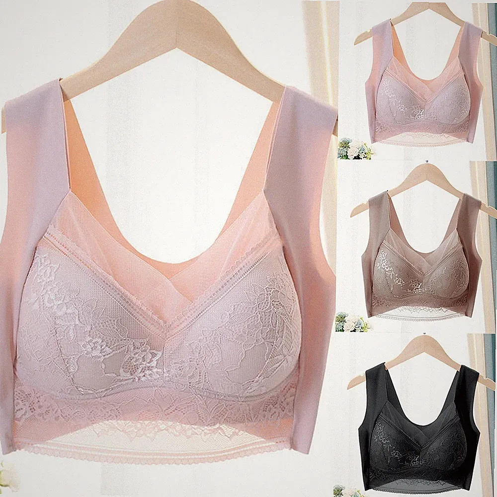 Bügelloser Vollschalen Sport BH für Damen Spitze Atmungsaktiv Bequem Nylonmisc