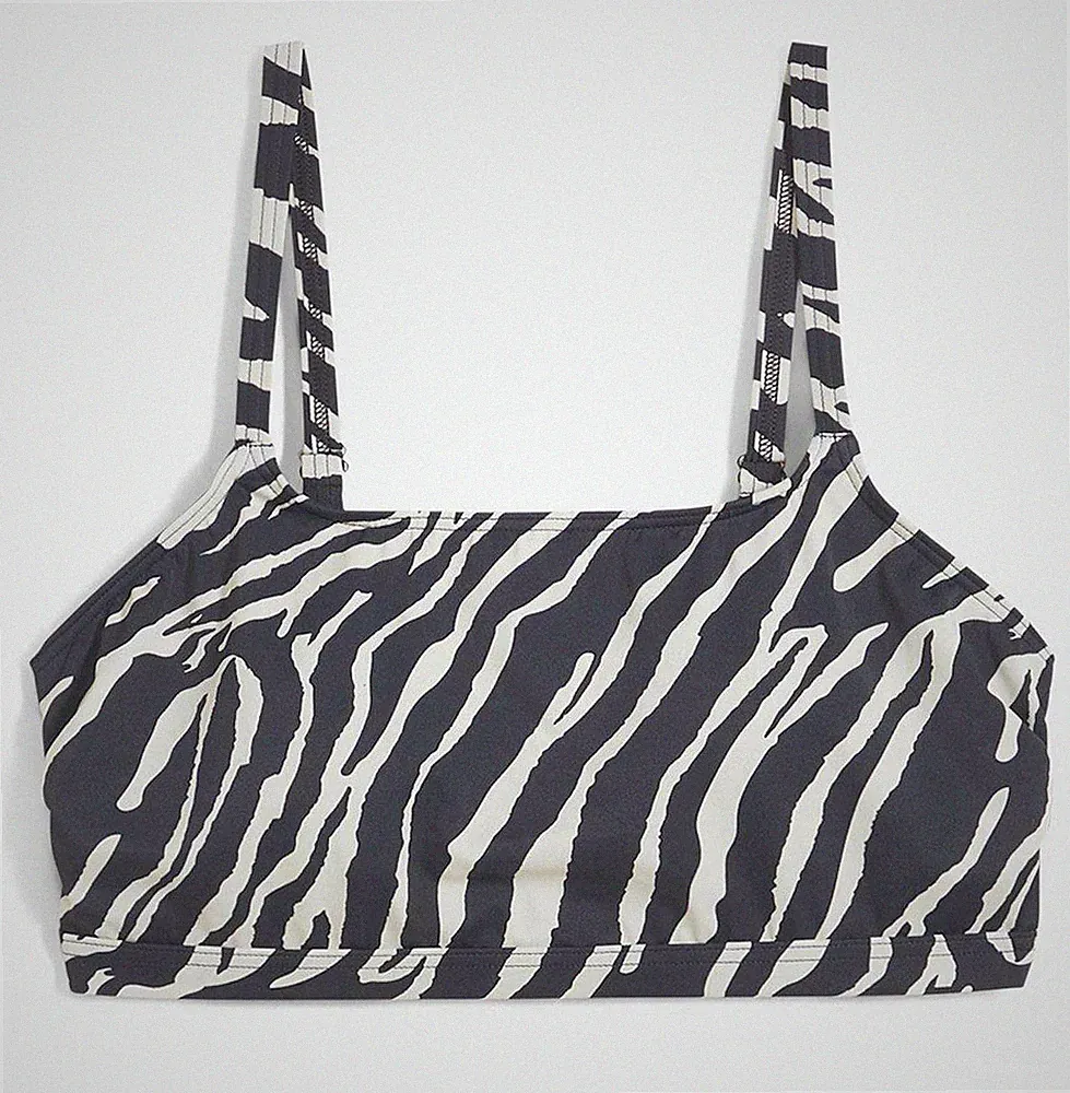 Bustier Bikini Oberteil Gr. 38 Schwarz Beige Zebra Bikinioberteil Bade-BH Neu*