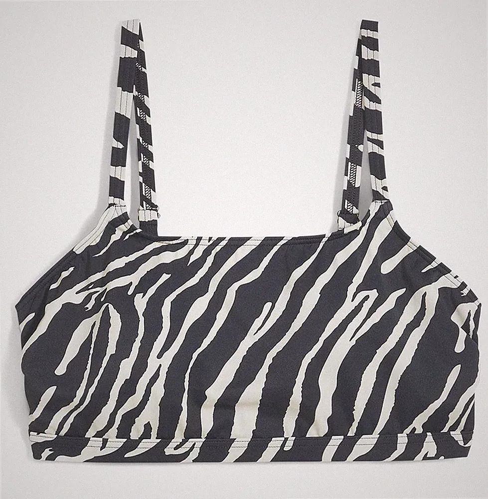Bustier Bikini Oberteil Gr. 40 Schwarz Beige Zebra Bikinioberteil Bade-BH Neu*