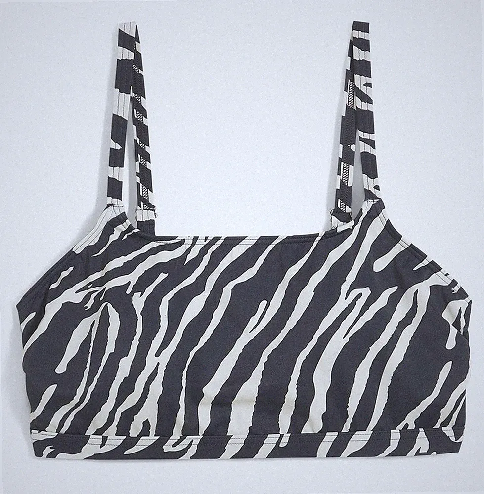 Bustier Bikini Oberteil Gr. 42 Schwarz Beige Zebra Bikinioberteil Bade-BH Neu*