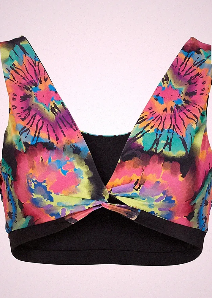 Bustier Bikini Oberteil zum Wenden nachhaltig Gr 36 A+B Bunt Schwarz Bade-BH Neu