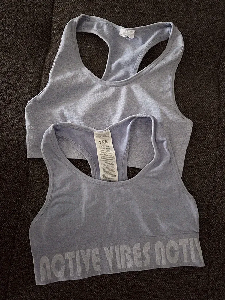 Bustier Set Sporttop Sport BH Mädchen Hellblau Gr. 134/140
