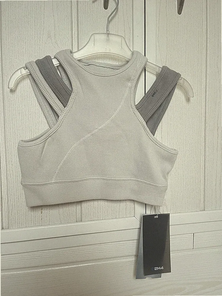 C2H4 GRAUER, MEHRSCHICHTIGER SPORTLICHER DAMEN-BH. Große M