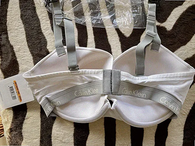 Calvin Klein BH Gr. 80E Logo-Band NEU mit Etikett weiss-grau schick-sportlich