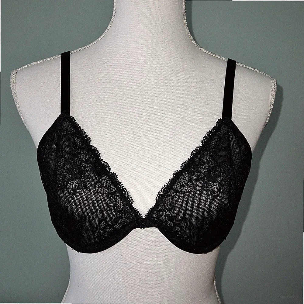 Calvin Klein CK Bügel-BH schwarz transparent ungefüttert 75C NEU