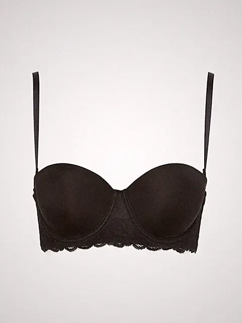 Calvin Klein Damen Unterwäsche BH Strapless Lift Multiway 70DD Schwarz 000QF1437
