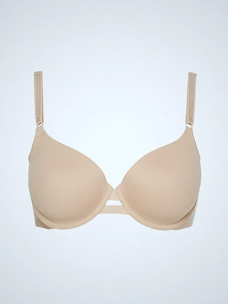 Calvin Klein Damen Unterwäsche BH T-Shirt Bra 85D Beige 000QF1184E20N