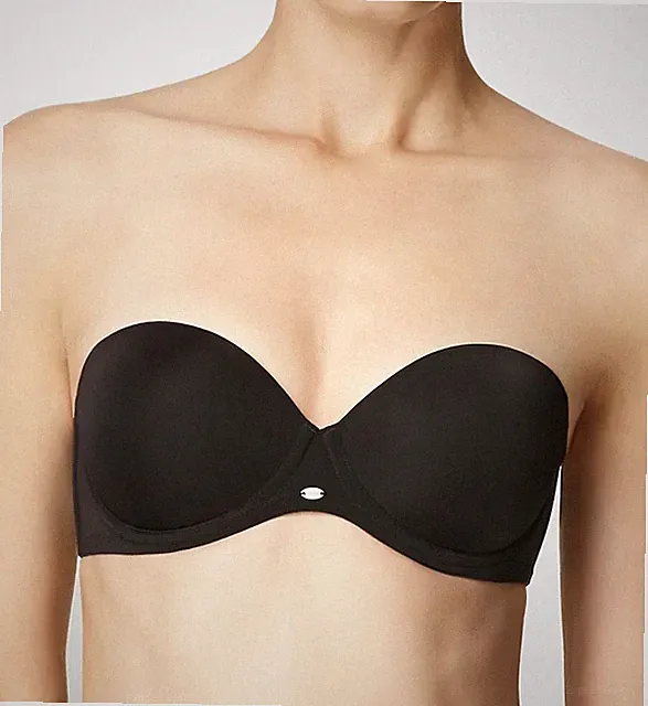 CALVIN KLEIN GR 38C NAKED GLAMOUR TRÄGERLOSES T-SHIRT PUSH-UP CK BH F3493 SCHWARZ
