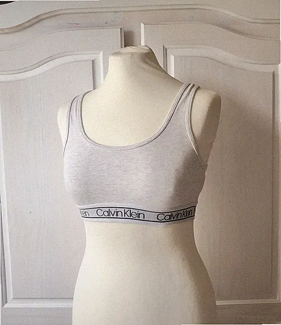 Calvin Klein Schwarz Sport-BH Crop Top Bustier Bralette Gym Jogging M Grau