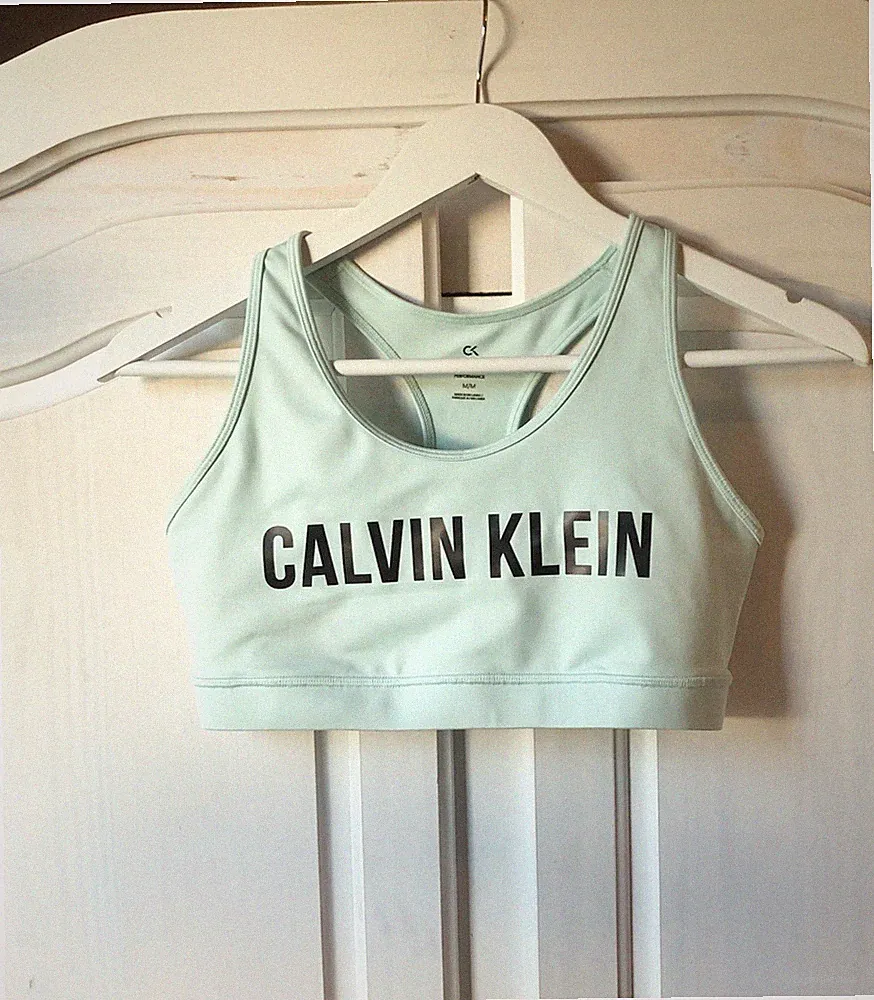 Calvin Klein Schwarz Sport-BH Crop Top Bustier Bralette Gym Jogging M Grün Mint